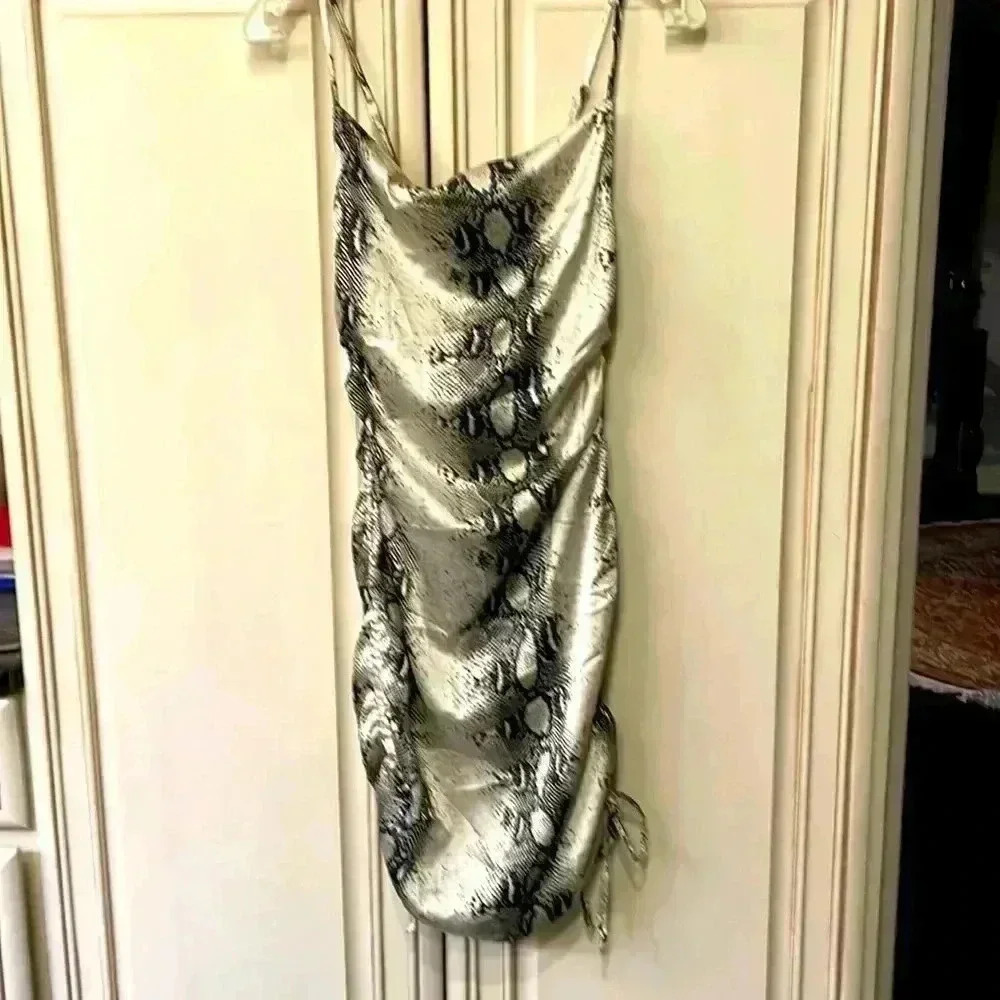 NWT Snake skin pattern camisole dress, satin, size Small